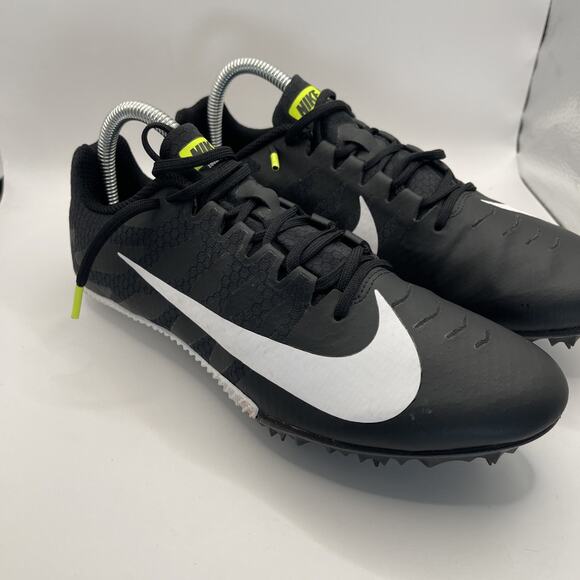 Nike Zoom Rival 5 Men’s 8 Black White Yellow Track Race Shoes Spikes - Picture 1 of 8